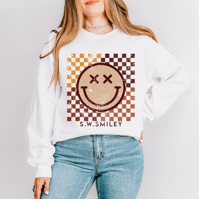 Simply Sage Market S.W.Smiley Fall Checkered Smiley Sweatshirt