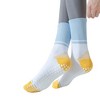Anna-Kaci 3-Pack Women's Cotton Crew Socks with Color Block Toes Striped Cuffs and Non-Slip Grip Soles, 3 pcs-2 - 2 of 4