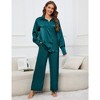 Women's Pajama Sets Button Down Long Sleeve 2025 Satin Loungewear Set Comfy Nightwear - 3 of 4