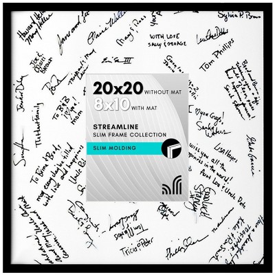 Americanflat 20x20 Wedding Signature Picture Frame with Polished Plexiglass - Use as 8x10 Frame with Mat or 20x20 Frame Without Mat - Black
