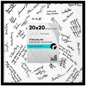 Americanflat 20x20 Wedding Signature Picture Frame with Polished Plexiglass - Use as 8x10 Frame with Mat or 20x20 Frame Without Mat - Black - 1 of 4