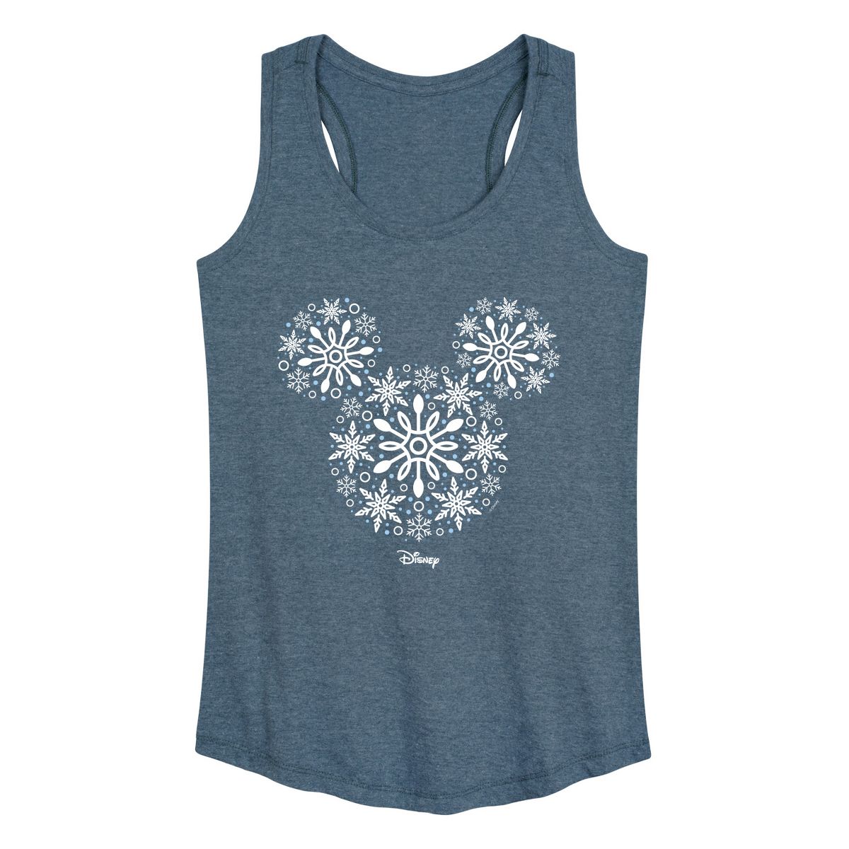 Women's - Disney - Mickey Ears Snowflakes Graphic Racerback Tank