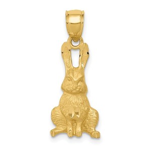 Black Bow Jewelry 14k Yellow Gold Satin and Diamond Cut Rabbit Pendant, 10mm - 1 of 4