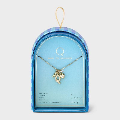 14K Gold Dipped Charm Initial Pendant Necklace - A New Day™ Gold