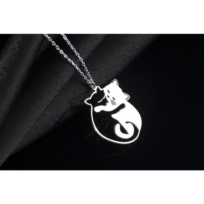 Cuddling Cats Sterling Silver Necklace