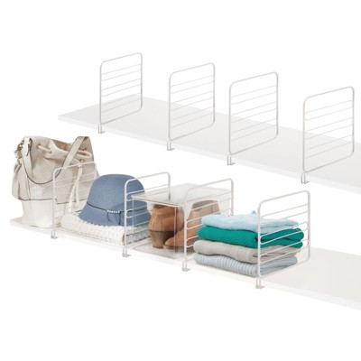 Mdesign Metal Wire Closet 2-tier Shelf Divider And Separator, 2 Pack -  White : Target