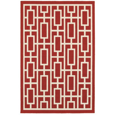 Oriental Weavers Meridian 9754R Red/ Ivory Indoor/Outdoor Area Rug - 3'7" x 5'6"