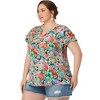Agnes Orinda Women's Plus Size Floral Ruffle Trim V Neck Button Layered Sleeve Blouses - 3 of 4