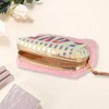 Unique Bargains Women Vertical Stripes LOVE Makeup Bag Pink 1 Pc - 2 of 3