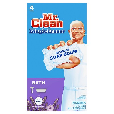 Mr. Clean Magic Eraser Bath Cleaner and Soap Scum Remover with Febreze Lavender Scent - 4ct