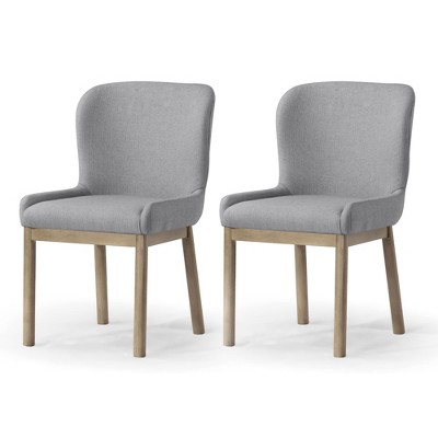 Maven Lane Gia Contemporary Wooden Kitchen Accent Dining Chair in Refined Finish with  Fabric Upholstered Seat, Set of 2