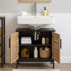 Evideco French Home Goods Under Sink Cabinet with U-Shaped Cut-Out, Double Vented Doors, Black and Brown - Bergen Collection - 2 of 4