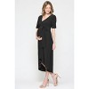 Hello Miz Women's Hi-Low Short Sleeve V Neck Maternity Wrap Dress with Belt - 2 of 4