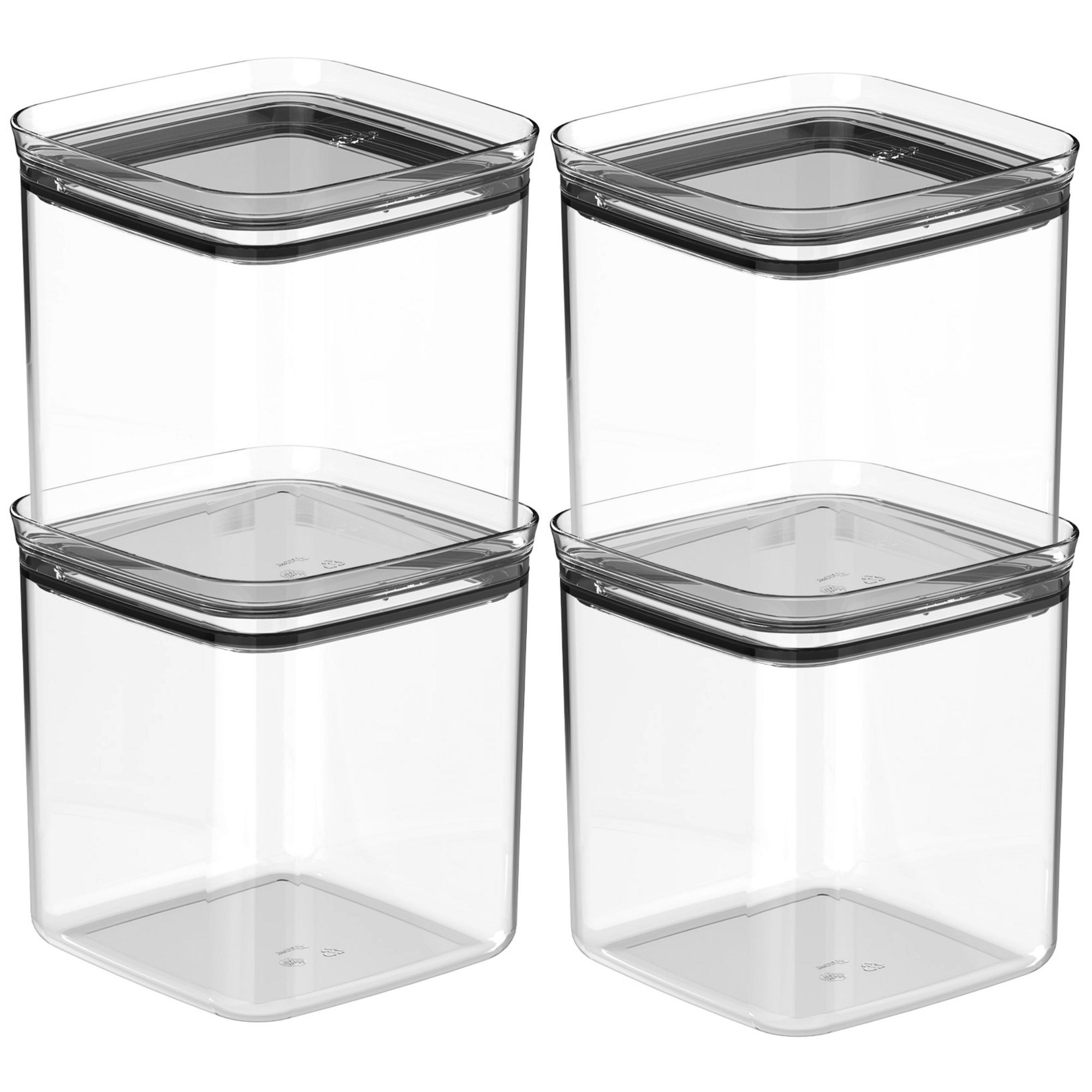 OU Airtight Food Storage Container 8pc (set of 4) BPA Free Clear Plastic Storage Container with Leak Proof Lid, Stackable Kitchen Pantry Organizer