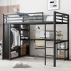 TopComfy Beds Full Size Loft Bed Frame with Built In Wardrobe Metal Structure with Desk and Storage Shelves for Bedroom, Black, 57.48"*68.89"*152.12" - 2 of 4