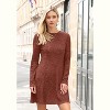 2025 Women's Long Sleeve Sweater Dress for Fall, Crew Neck Knit Midi Dress Caramelred - 2 of 4