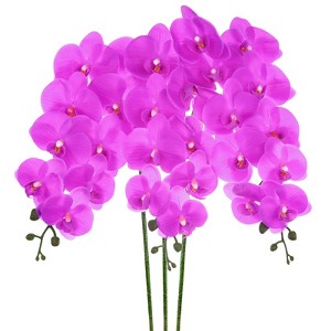 Unique Bargains Artificial Orchid Flowers Nine-headed Large Faux Phalaenopsis Silk Bouquets Real Touch 37 Inch - 1 of 4