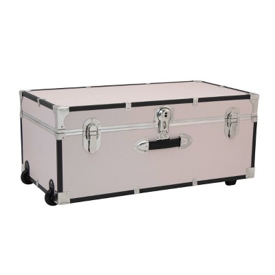 Seward Trunk 30" Paper Line Wheels and Bone: Universal Storage Footlocker, 200 lb Capacity, Vinyl & Metal, No Assembly