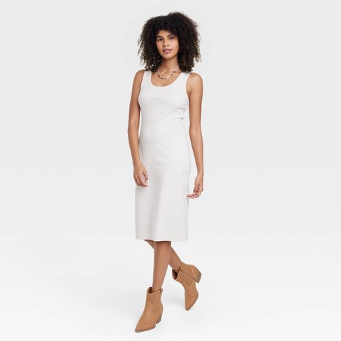 Women's Ribbed T-shirt Dress - Universal Thread™ Cream Xl : Target