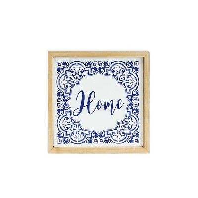 VIP Metal 7 in. Blue Home DaMask Style Sign