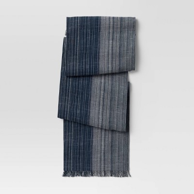 108" x 14" Cotton Striped Table Runner Blue - Threshold™