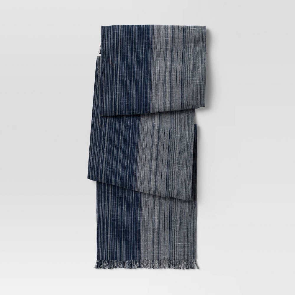 Photos - Tablecloth / Napkin 108" x 14" Cotton Striped Table Runner Blue - Threshold™