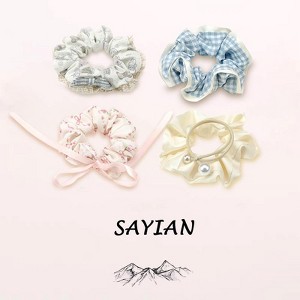 4 Pcs/Set Adorable Scrunchies - Soft, Stretchy, and Detachable Hair Ties for Ponytails, Fluffy Hair Elastics, Spiral Hair Ring - 1 of 4