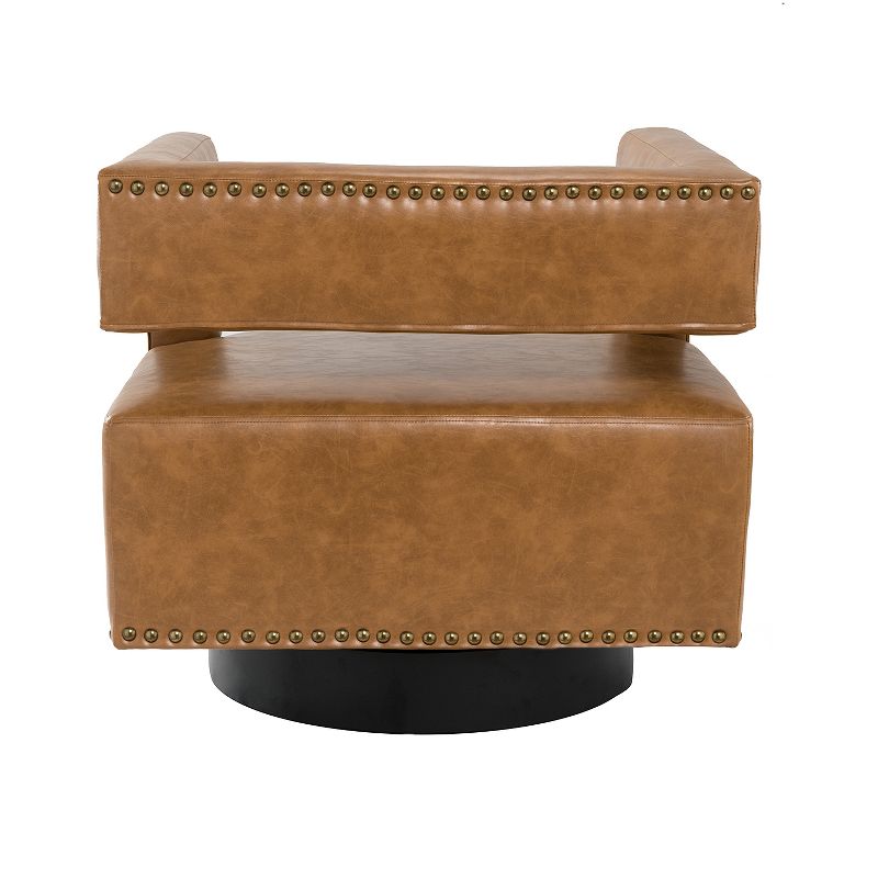 Francesca Comfy Swivel Barrel Chair for Bedroom with Nailhead Trim | ARTFUL LIVING DESIGN, 5 of 10