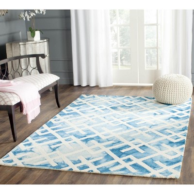 Luxurious Hand-Tufted Wool Square Rug in Blue & Ivory, 7'