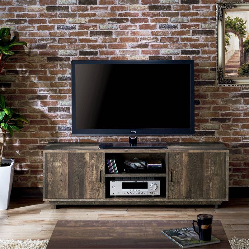 Fraire Contemporary TV Stand for TVs up to 60&#34; Reclaimed Oak - HOMES: Inside + Out, 3 of 9
