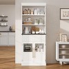 Nasitip 70" Kitchen Pantry Cabinet with Open Shelves, Fluted Drawer and Glass Doors, Wood Display Cabinet for Kitchen, Living Room - 2 of 4