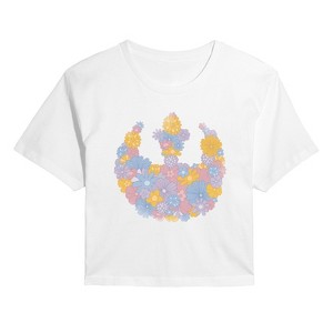 Women's - Star Wars - Rebel Flower Logo Cropped Graphic T-Shirt - 1 of 4