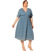 Agnes Orinda Women's Plus Size Elegant Lace Floral Ruffle Short Sleeve V Neck Trendy Tunic Dresses - 3 of 4