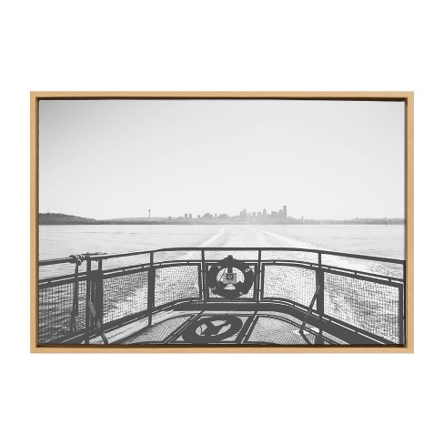 DesignOvation 23" x 33" Sylvie Morning Ferry Framed Canvas by Patricia Hasz Natural : Modern Style, Plastic Frame, Nautical Screen Print - image 1 of 4