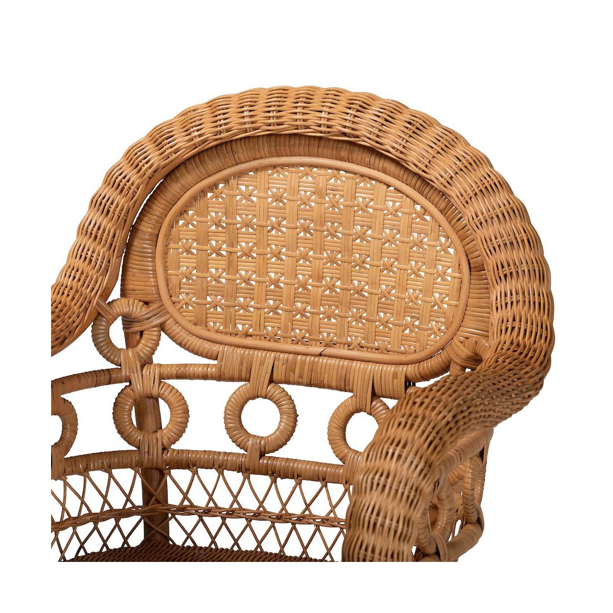 bali & pari,Abigale Natural Rattan Dining Chair - Handwoven Wicker Accent Chair with Arms - thumbnail 5