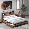 Infans Queen Industrial Platform Bed Frame w/ Drawer Storage Headboard Charging Station - 3 of 4