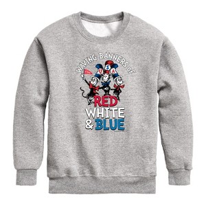 Boys' - Dr. Seuss - Cat in the Hat Waving Banners of Red, White and Blue Graphic Long Sleeve Fleece Sweatshirt - 1 of 4