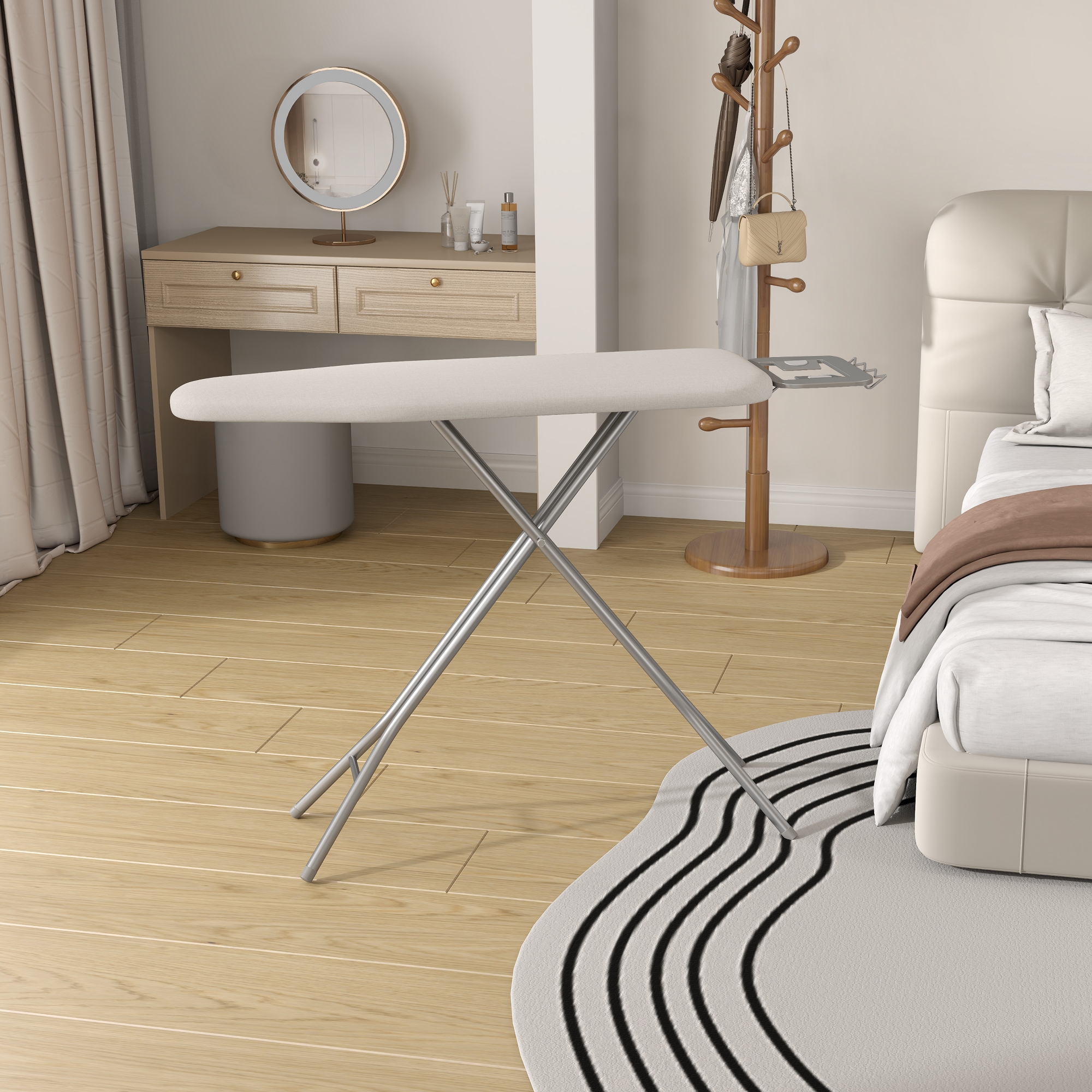 Yaheetech Foldable Height Adjustable Ironing Board, 4-Layer Pad Iron Board with Safety Rest for Laundry Room, Beige