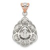 Black Bow Jewelry Platinum & Rose Tone Sterling Silver & CZ Filigree Pendant, 17 x 32mm - 3 of 4