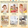 Lirago Kids Wood Table and 2 Chairs Set Children Activity Table Toddler Furniture Set Cartoon Animals Design for 3-8 Years Old White - 3 of 4