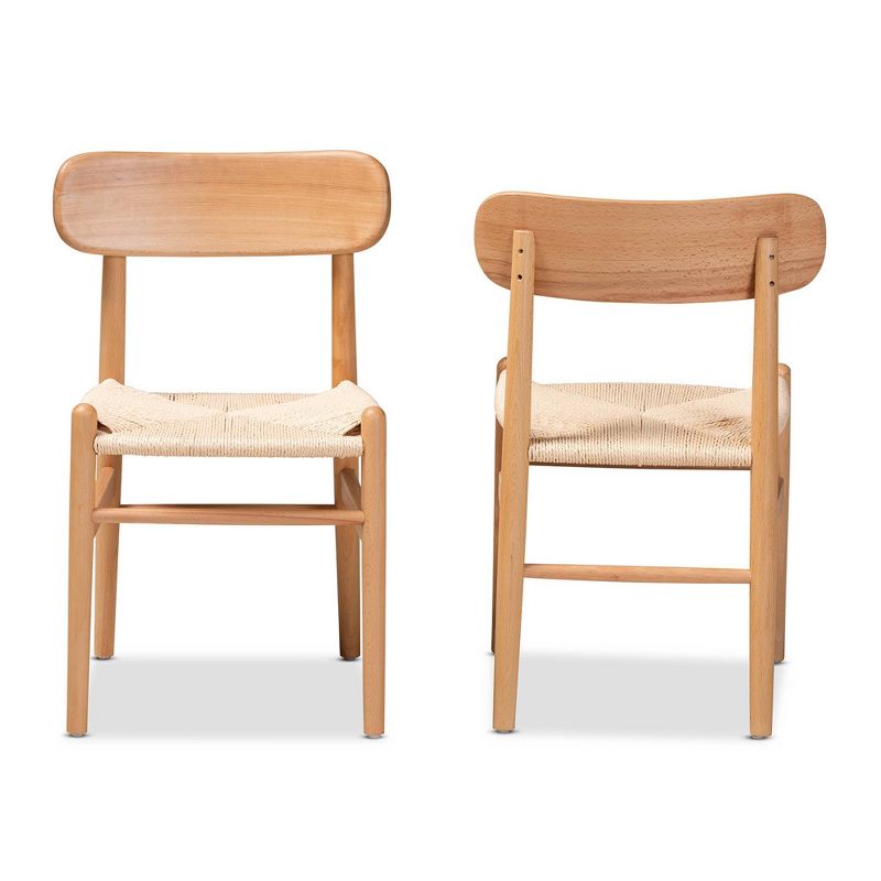 2pc Raheem Hemp and Wood Dining Chair Set Brown - Baxton Studio, 3 of 11