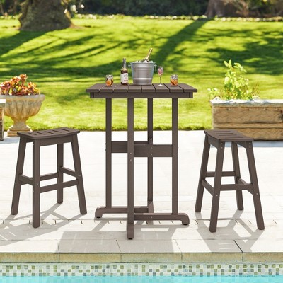 Arceso Outdoor Bar Stools Set of 2, 25 Inch HDPE Counter Height Bar Stools, All Weather Resistant Patio Bar Stools for Balcony, Backyard