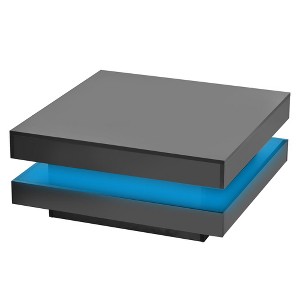 NicBex 2-Tier Square Modern Coffee Table Center Dining Table with LED Strip Lights for Living Room - 1 of 4