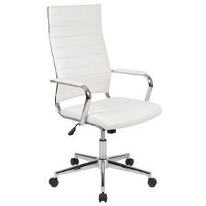 Emma and Oliver High Back LeatherSoft Ribbed Executive Swivel Office Chair - Desk Chair - 1 of 4