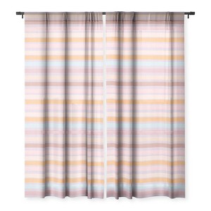 Mirimo Pastello Stripes Set of 2 Panel Sheer Window Curtain - Deny Designs - 1 of 4