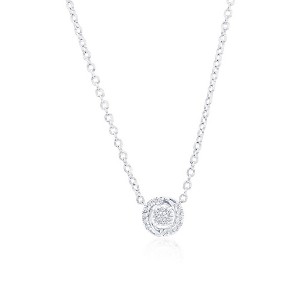 Diamonds D'Argento Sterling Silver Round Halo Diamond Necklace - (21 Stones) - Silver - 16+2 Inch - 1 of 2