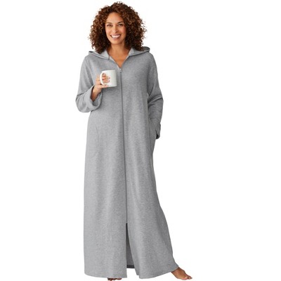 Dreams & Co. Plus Size Long Hooded Fleece Sweatshirt Robe