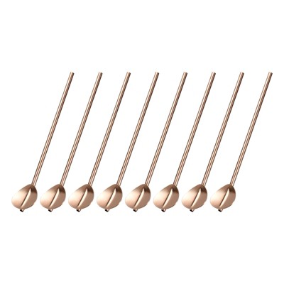 Unique Bargains Stainless Steel Reusable Long Handle Heart Shaped Spoon Straws 8 Pcs