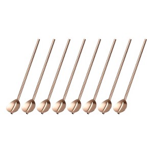 Unique Bargains Stainless Steel Reusable Long Handle Heart Shaped Spoon Straws 8 Pcs - 1 of 4