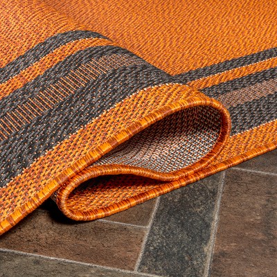 Modern Stripe Border Terracotta/Dark Gray 3' x 5' Indoor/Outdoor Rug